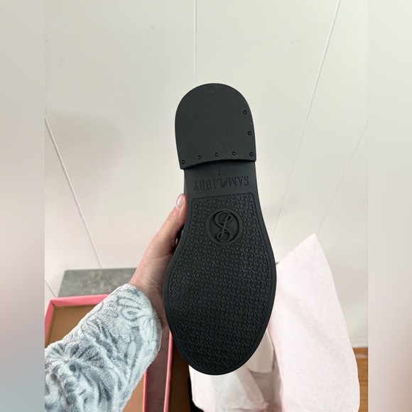 Sam & Libby Bailen black leather loafers gold accent size 7 new - Picture 5 of 9